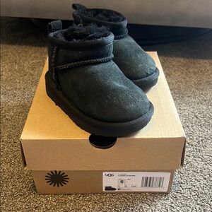 UGG Black Ankle Boots Plush Suede